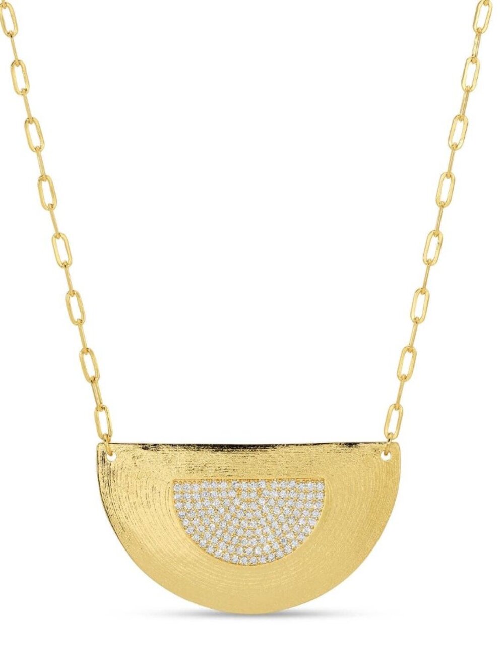 Pave Accented Semi-Circle Statement Necklace